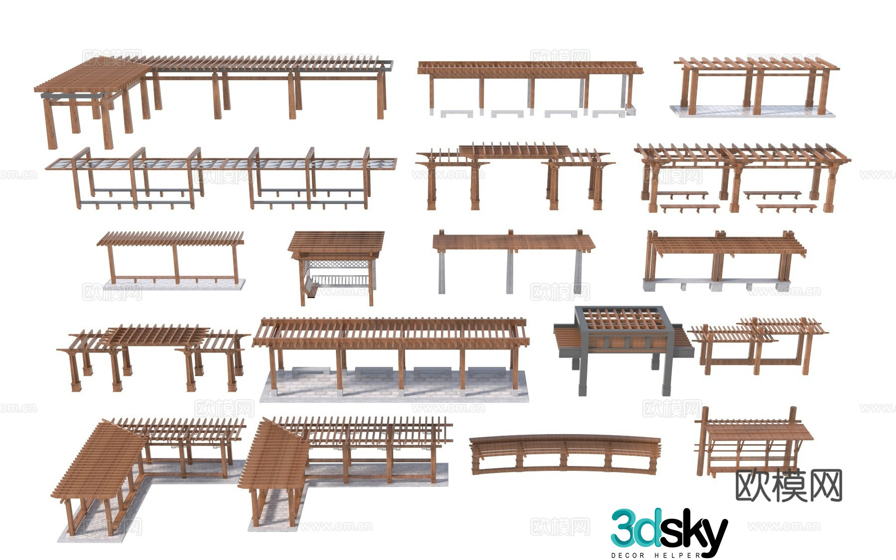 Modern flower stand wooden corridor stand L-shaped corridor stand corridor stand landscape corridor stand 3D model
