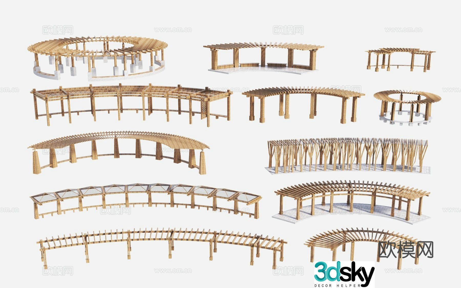Modern flower frame wooden corridor frame arc corridor frame corridor frame circular corridor frame landscape corridor frame 3D model
