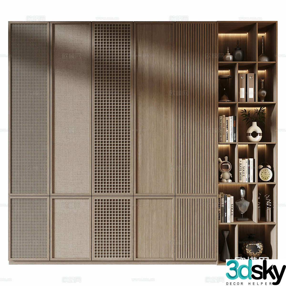 New Chinese style waives wardrobe 3D model