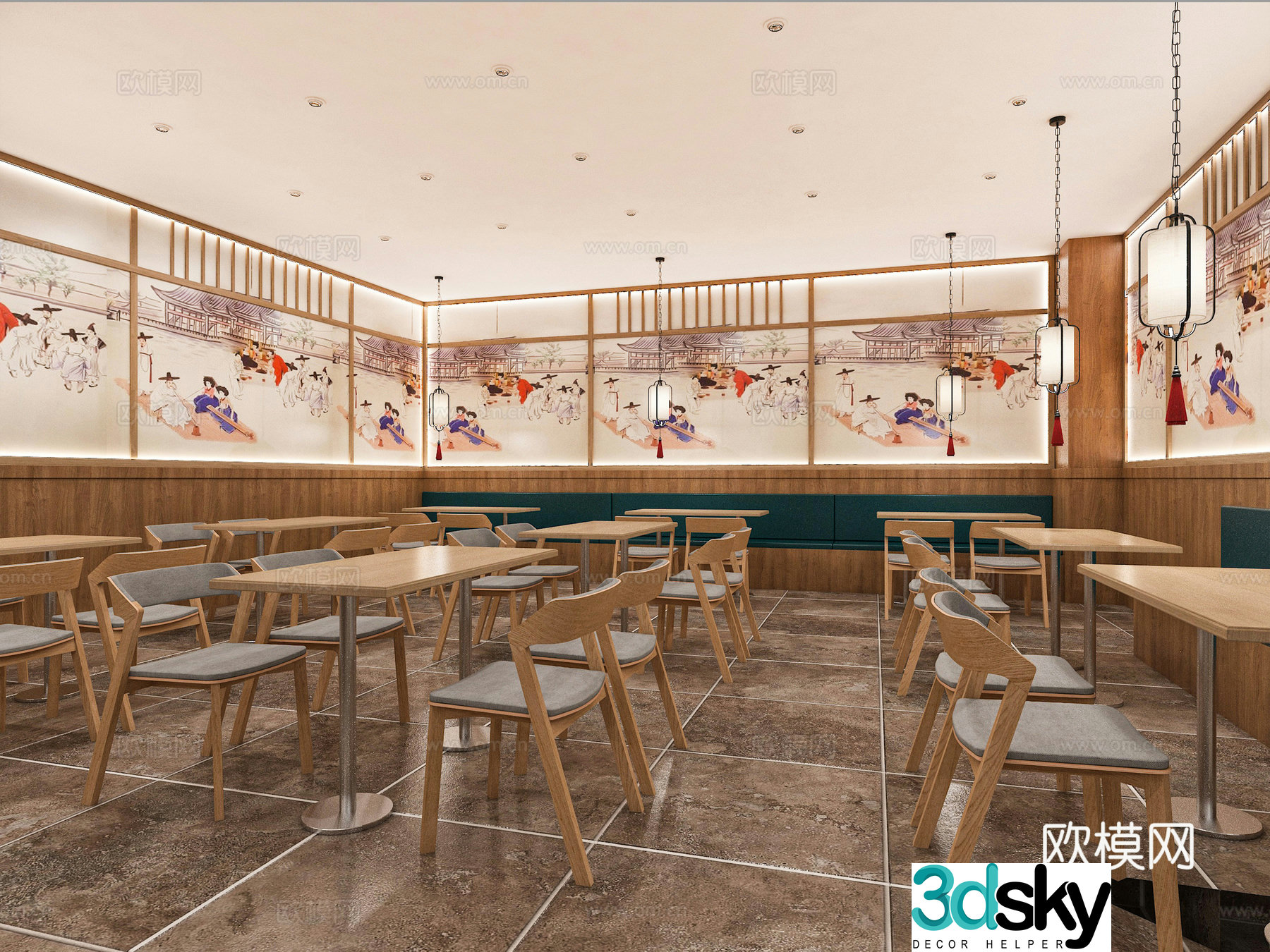 Korean senior canteen 3D model