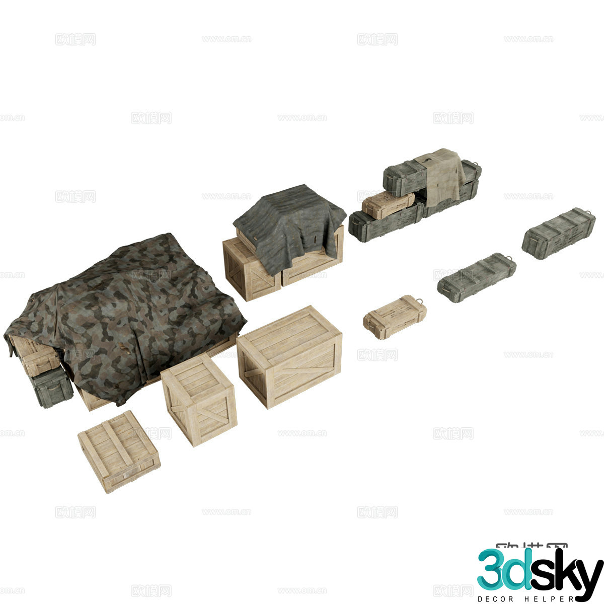 Dock cargo cargo box wooden box ammunition box 3d model