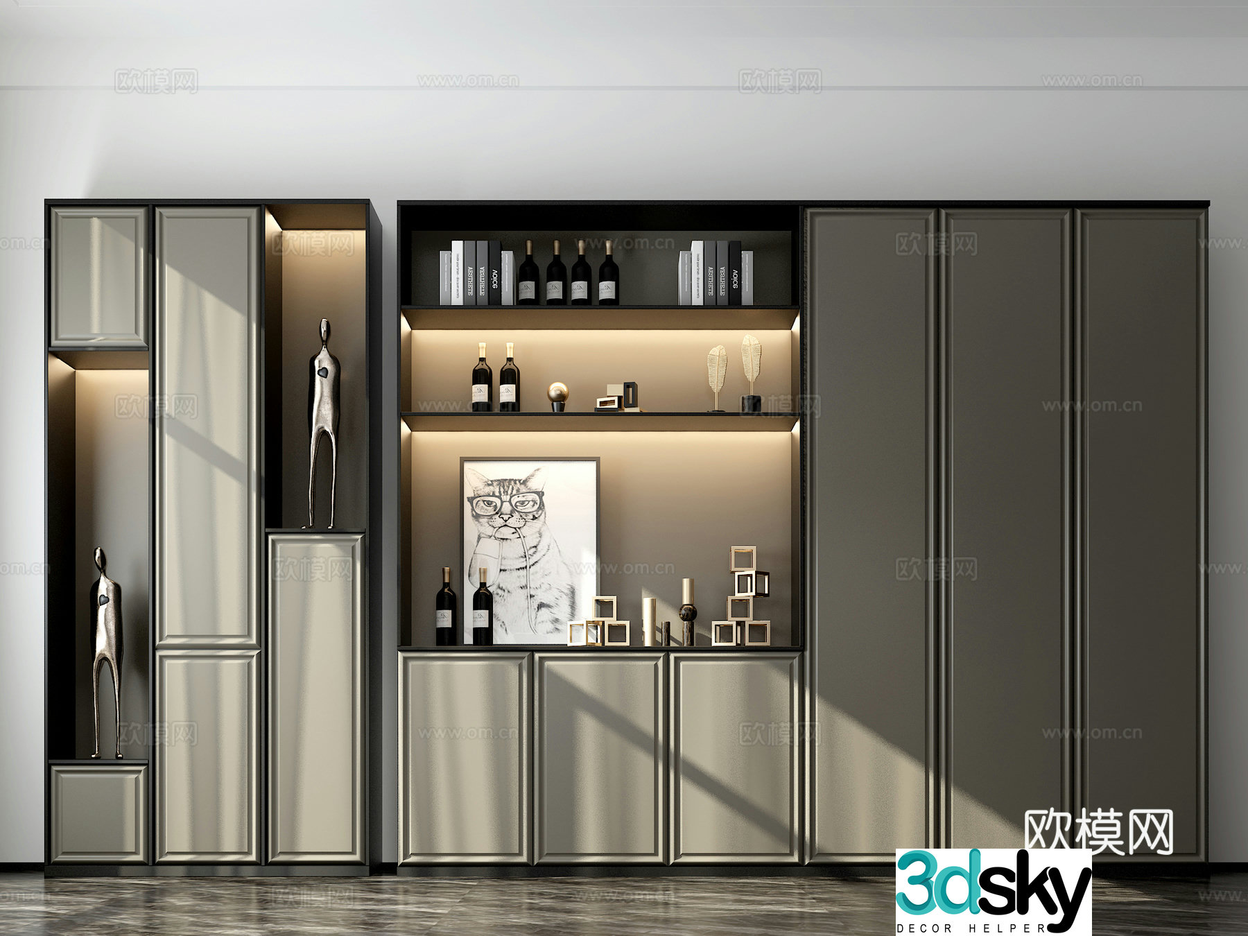 Simple European wine cabinet display cabinet decorative cabinet cabinet 201213d model