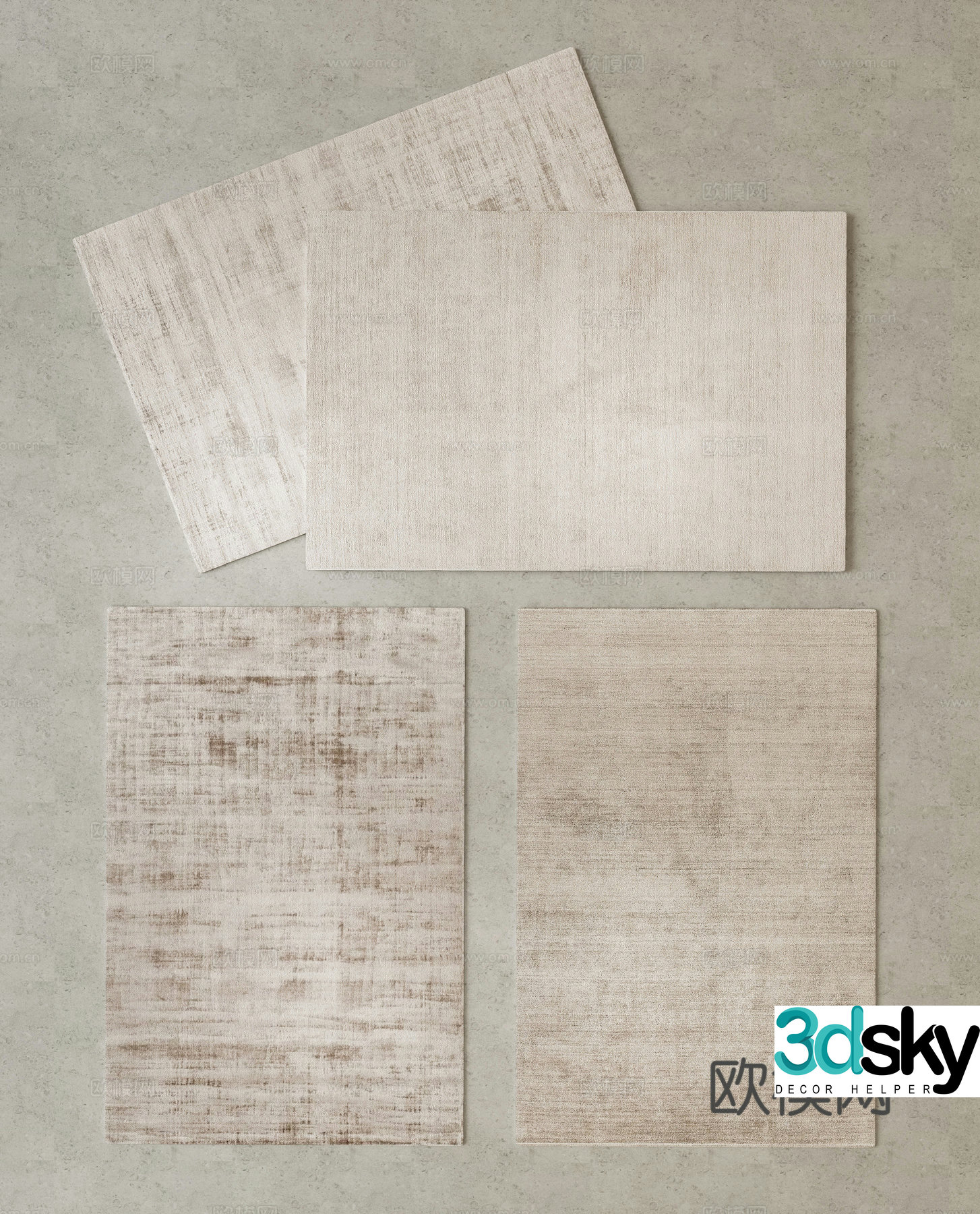 Modern fabric carpet Living room carpet Striped carpet 3d model