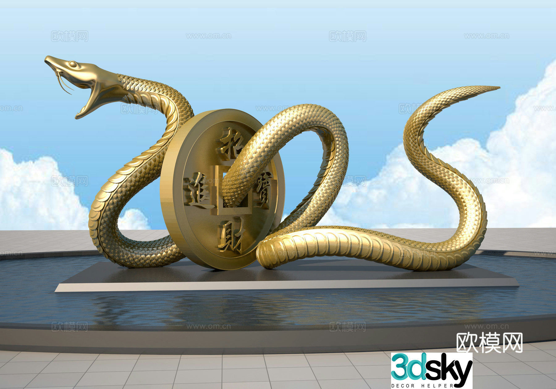 2025 Year of the Snake Sculpture 3D Model