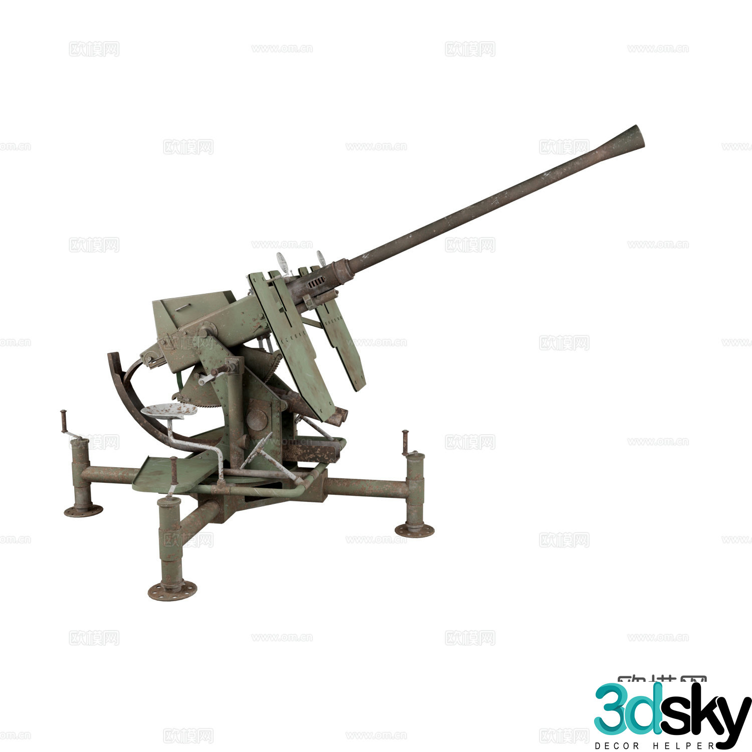 Anti-aircraft machine gun Anti-aircraft gun Weapon Machine gun Military equipment 3D model