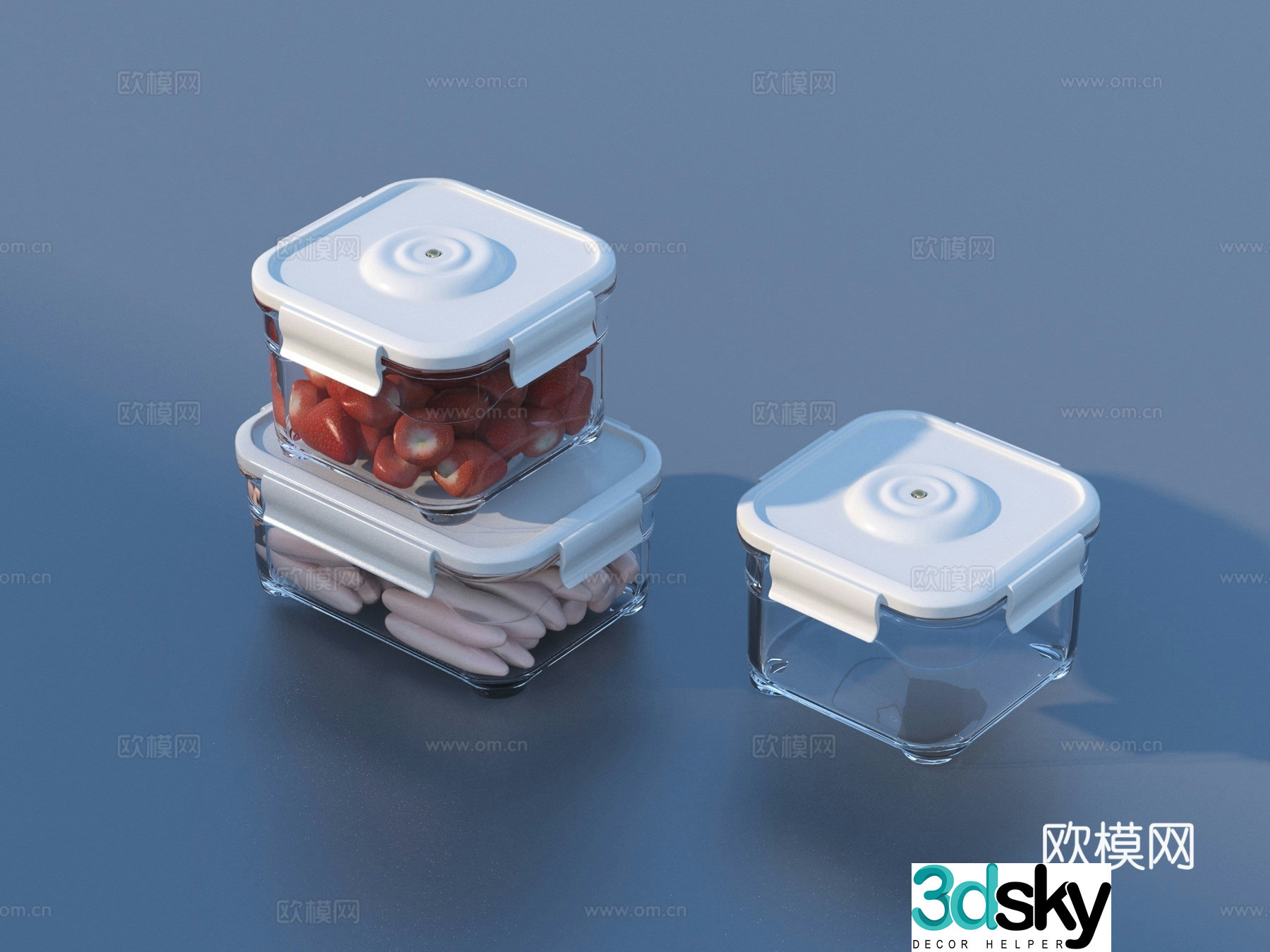 Fruit box Bento box Meal box Daily necessities 3D model