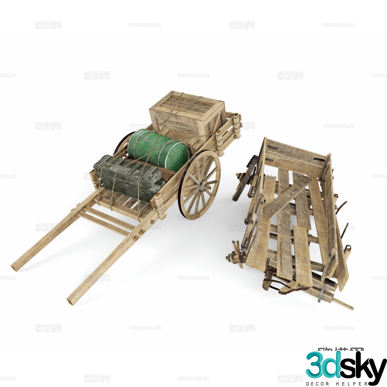 Carriage trolley ammunition box 3d model