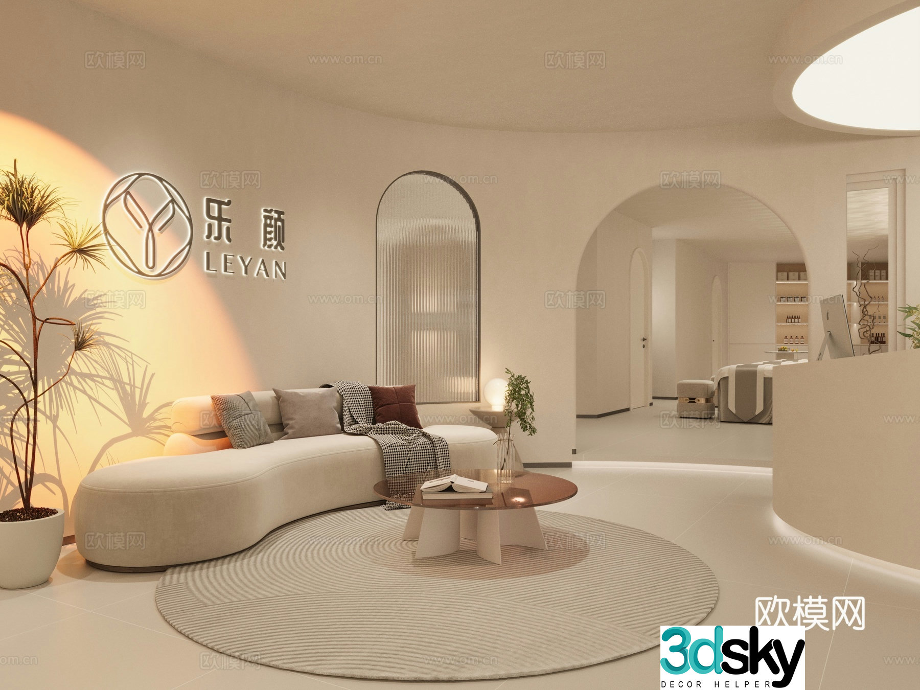 Minimalist modern beauty salon_beauty salon_massage shop_rest area 3D model