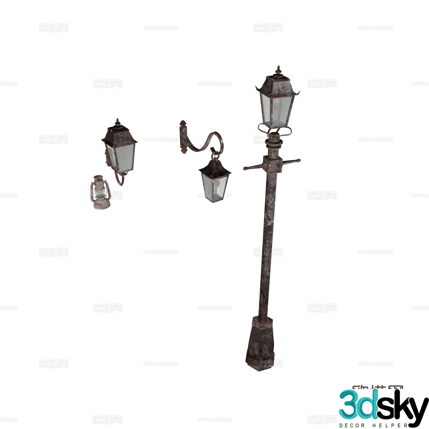 Street light wall light horse lantern 3d model