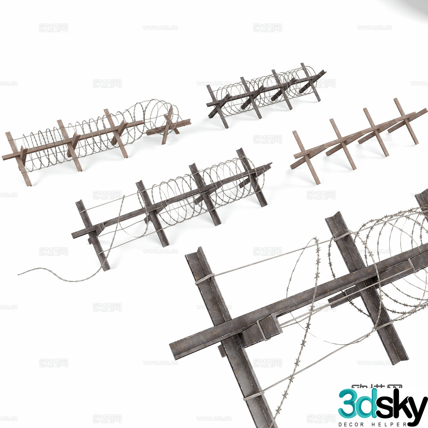 Wire mesh roadblock 3D model