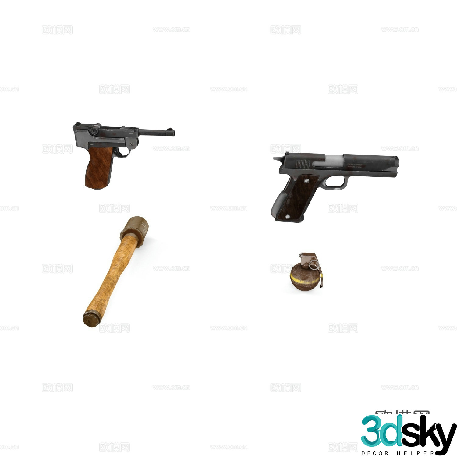 Pistol Turba Box Grenade Grenade 3D Model