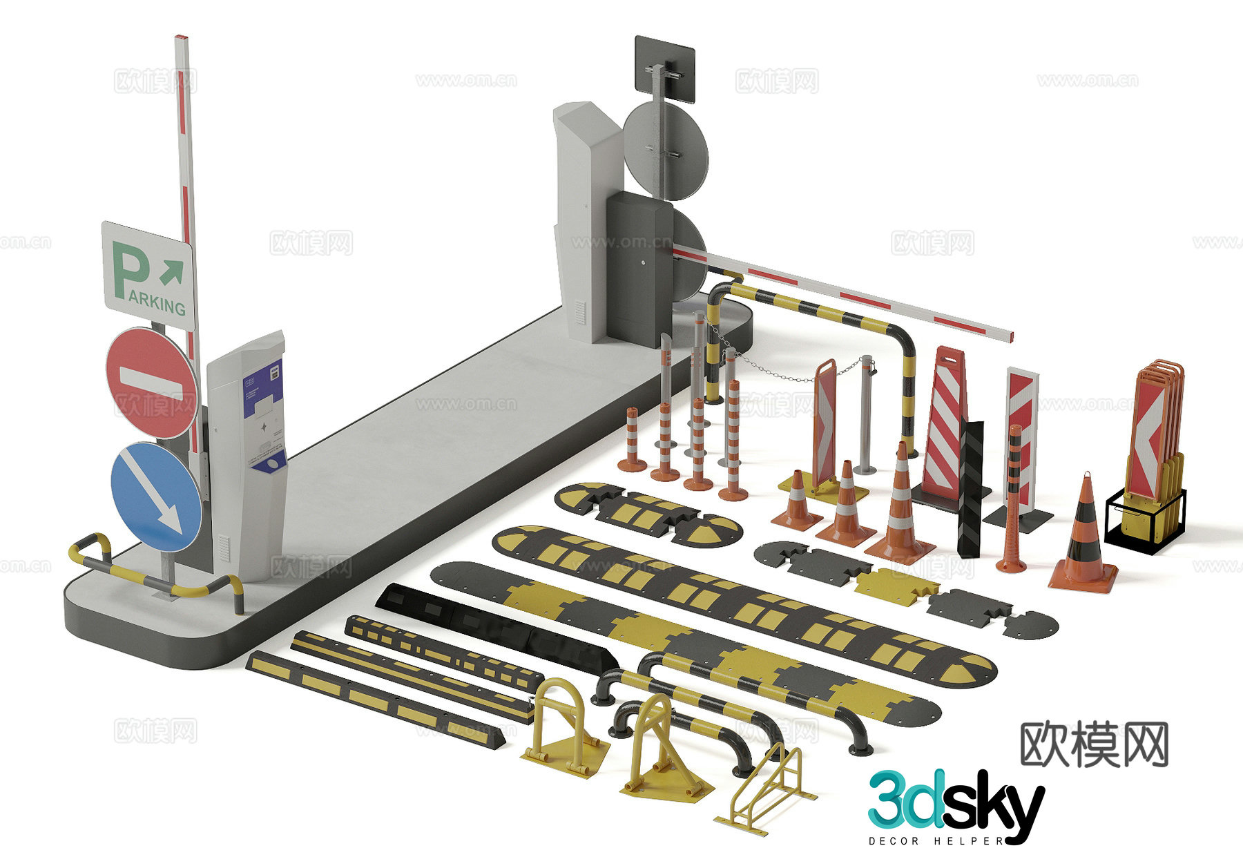 Modern transportation accessories 3d model