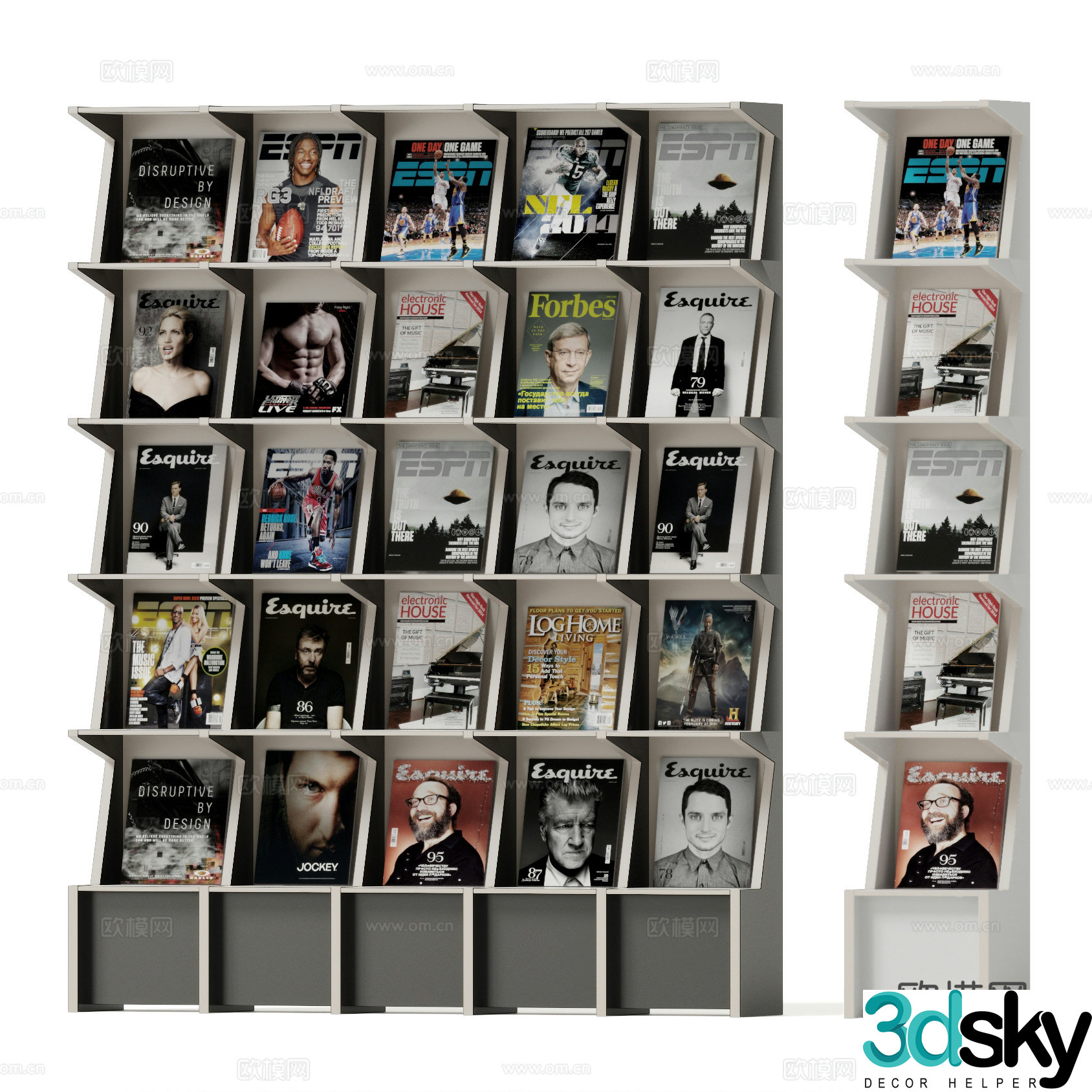 Modern bookshelf magazine 3d model