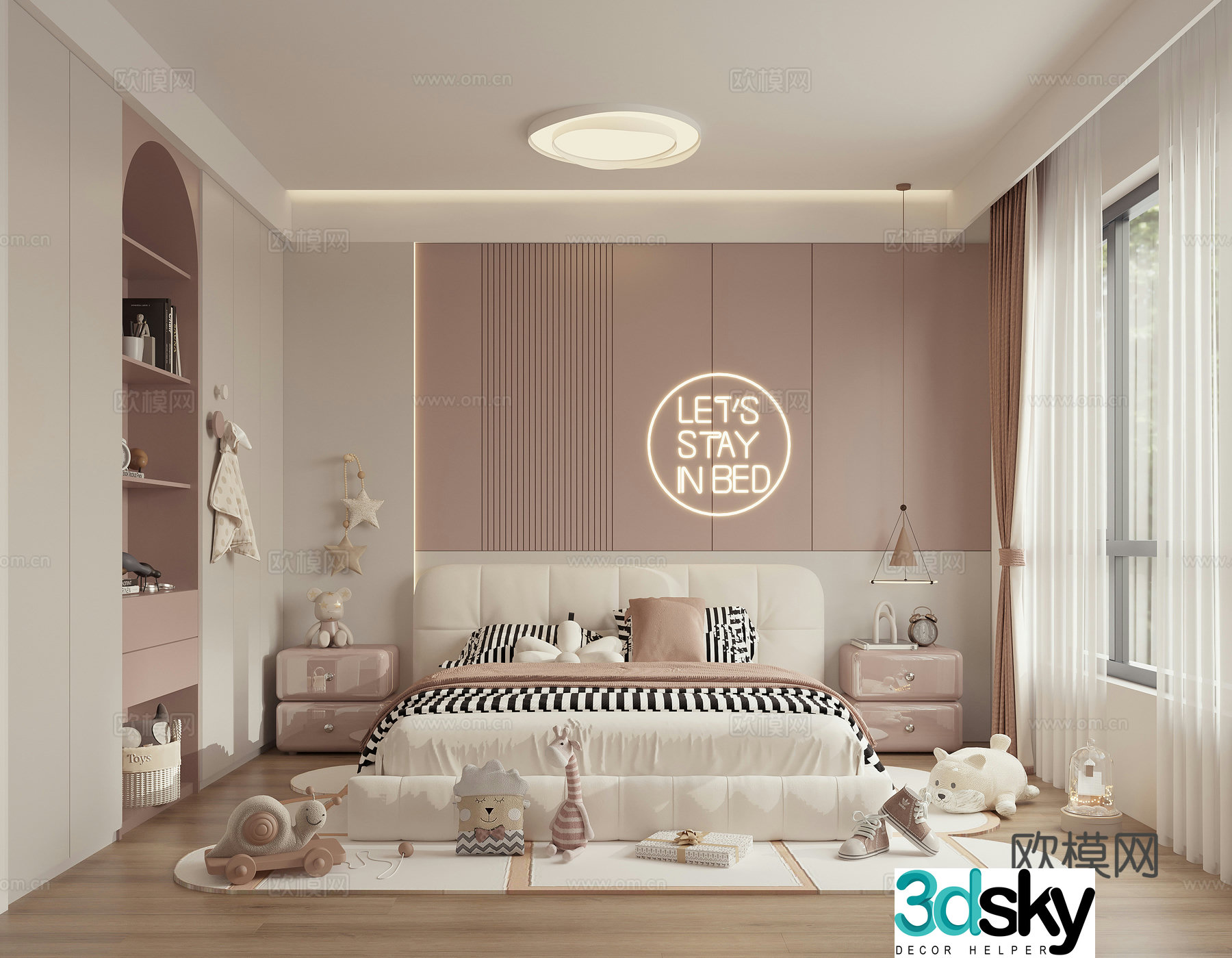 Modern children’s room daughter room princess room 3d model