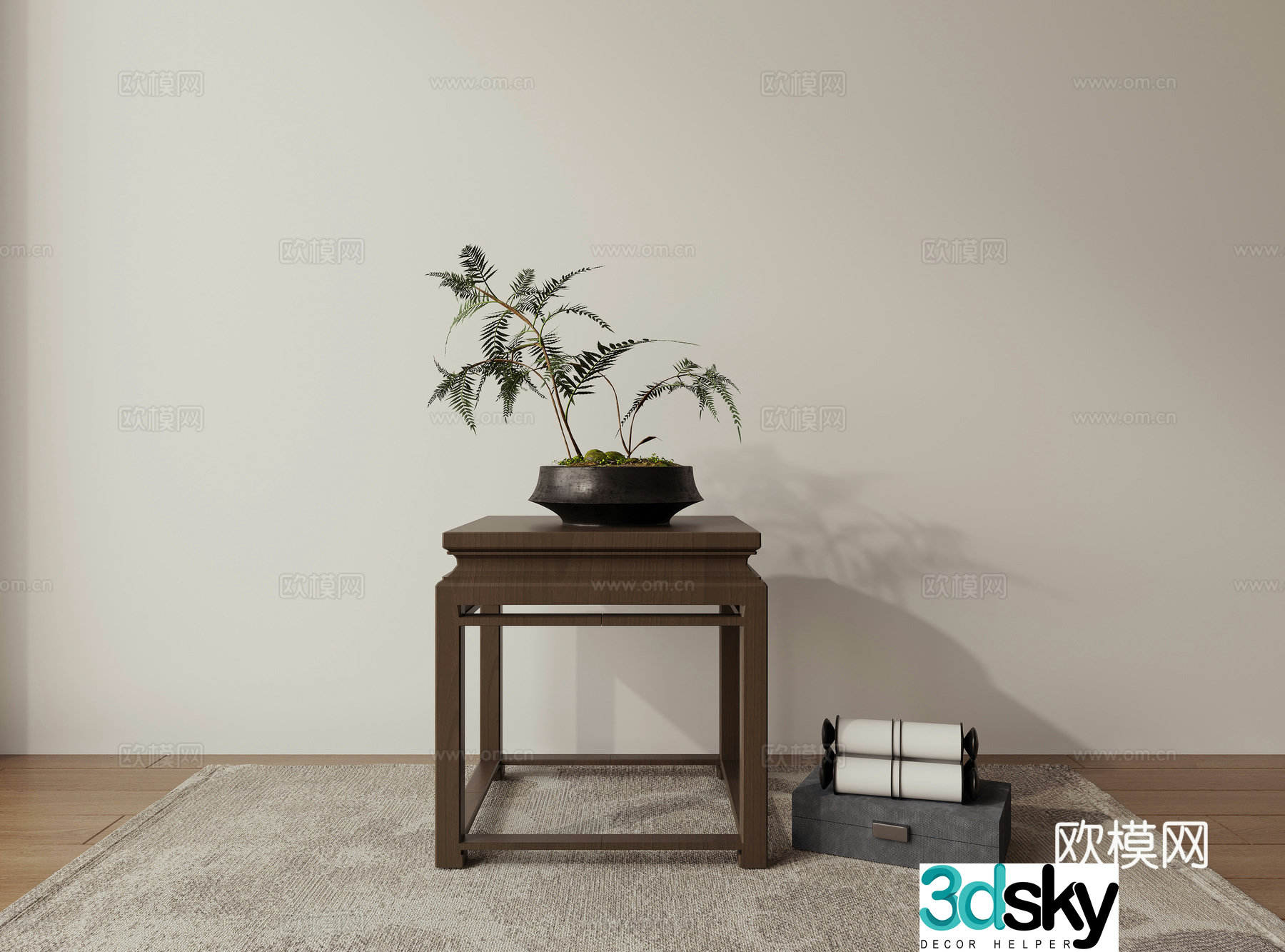 3D model of side bedside table