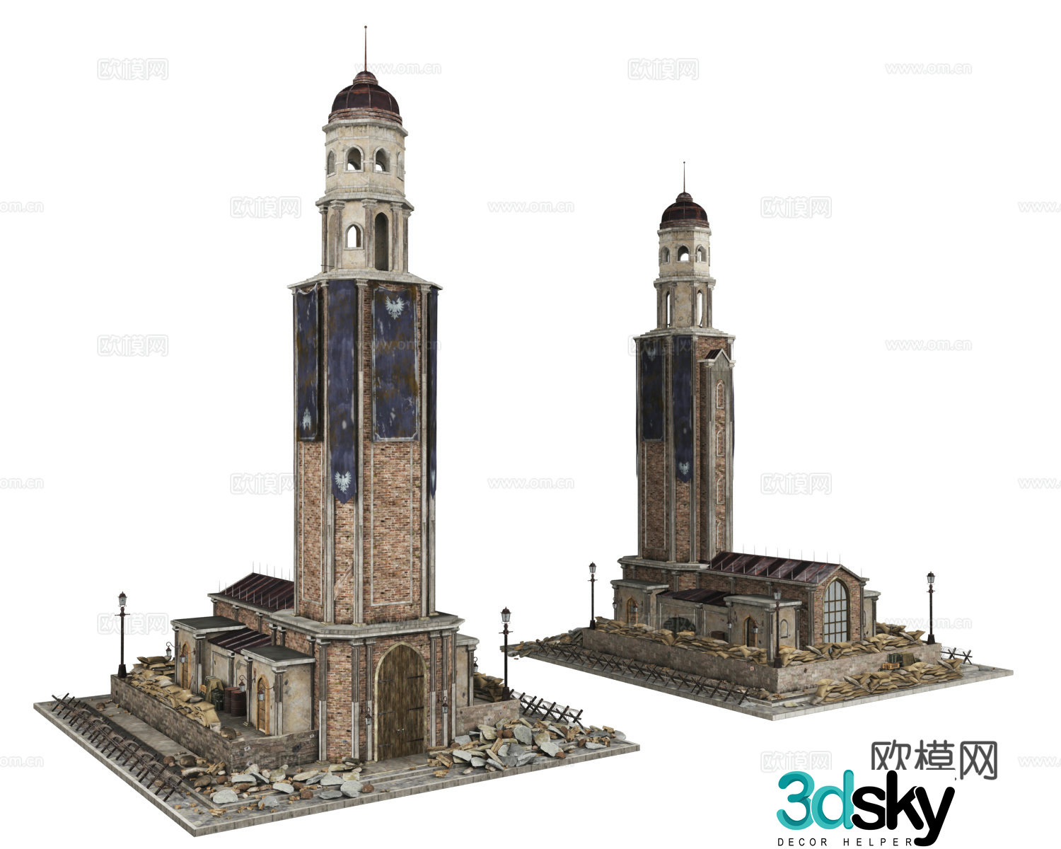 Church position Small bunker position Base Camp Military base Defensive position 3d model
