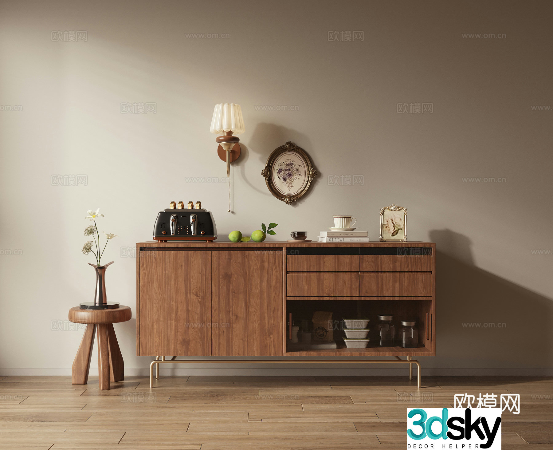 Sideboard Wine Cabinet 3D Model