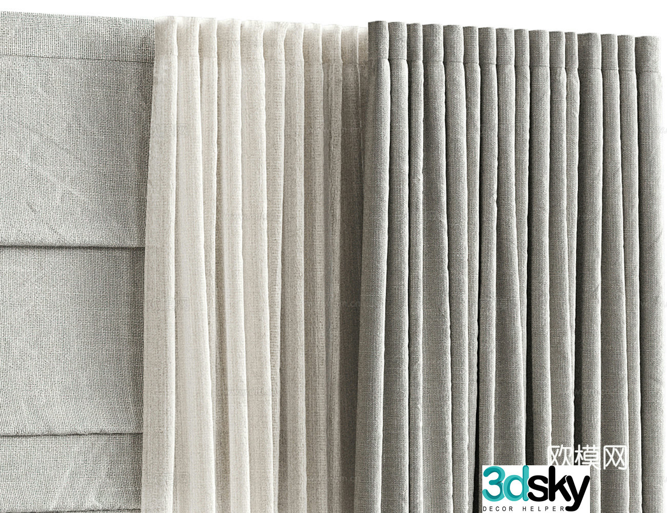 Gray curtain 3d model