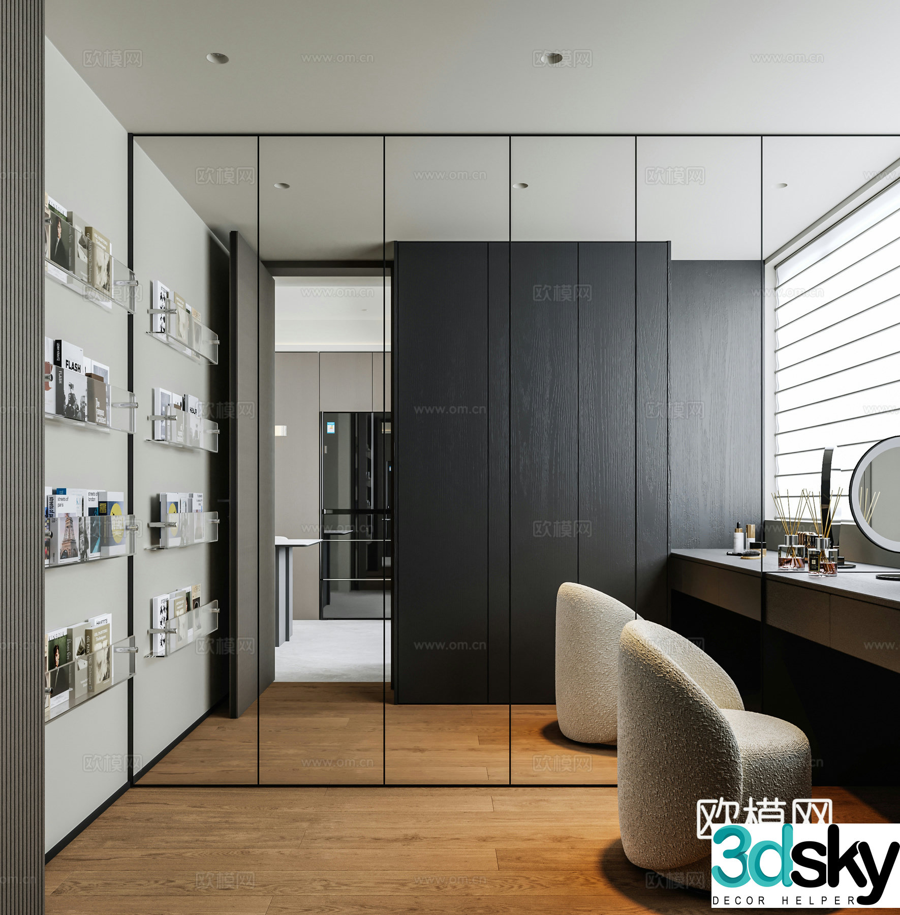 L-shaped cloakroom U-shaped cloakroom Open-style cloakroom Powder room Walk-in cloakroom 3D model