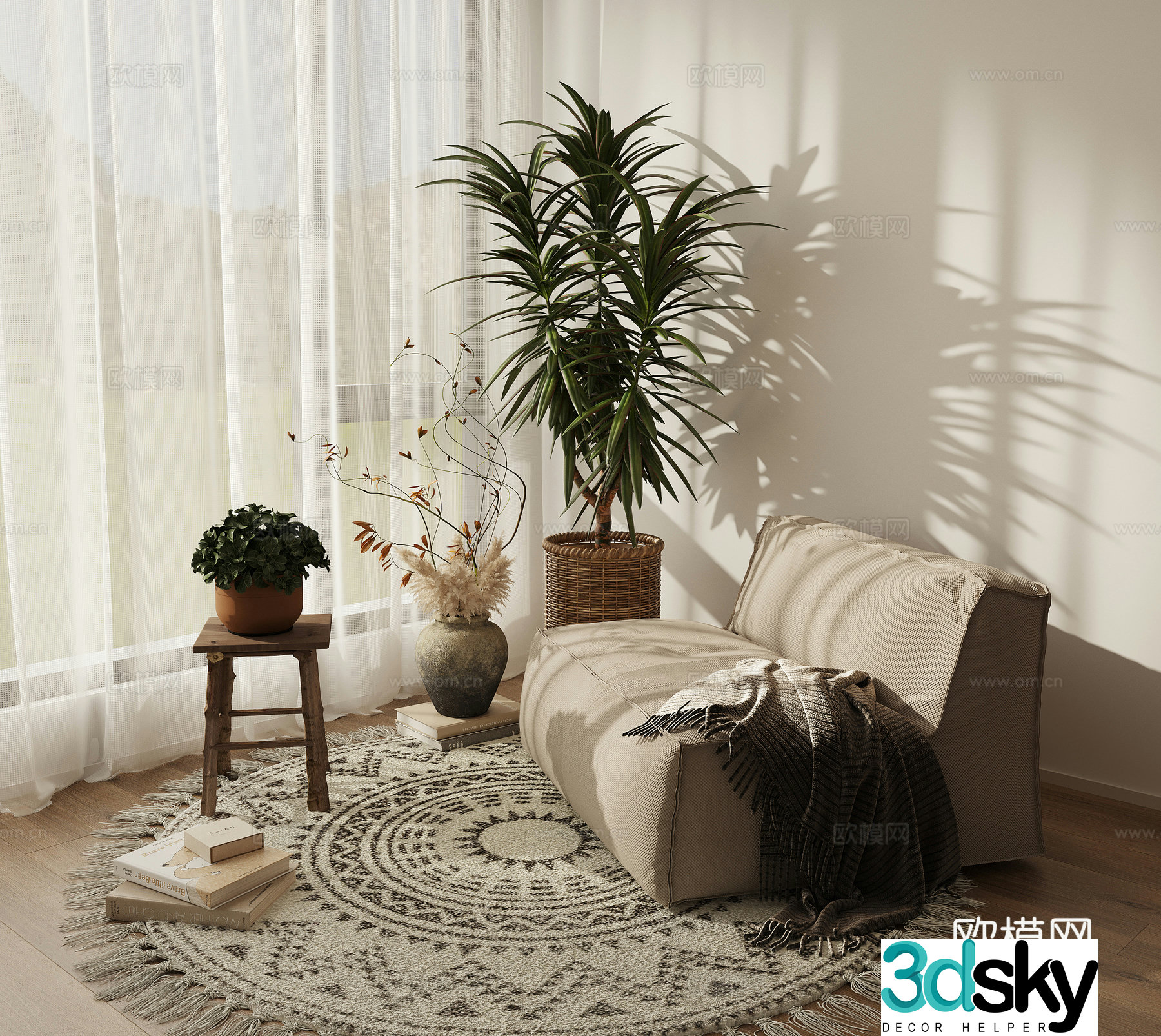 Leisure chair lazy sofa single sofa potted 3d model