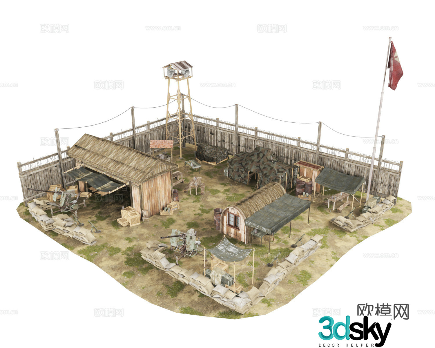 Base Camp Military Base Barracks 3d Model