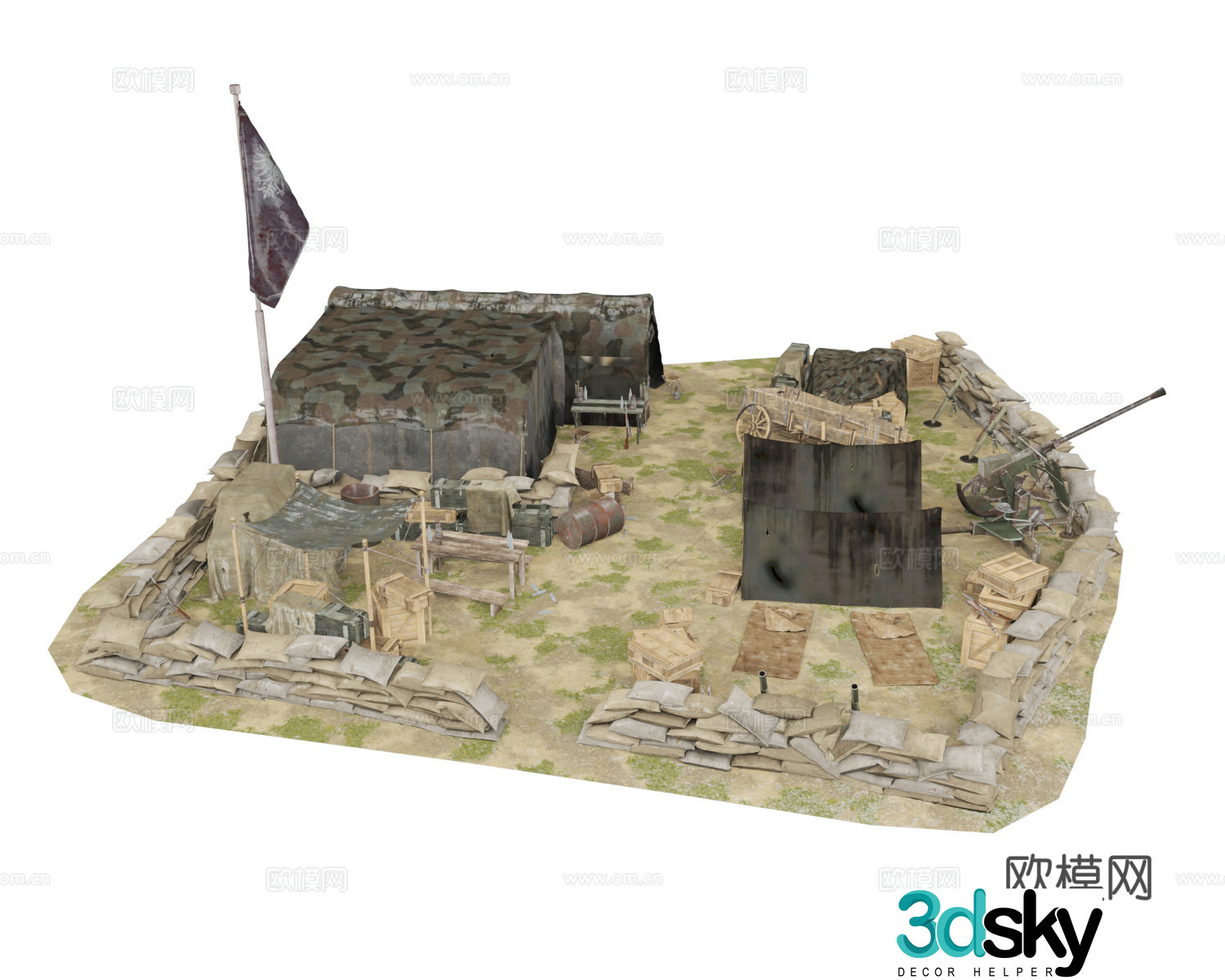 Base Camp Military Base Barracks 3d Model