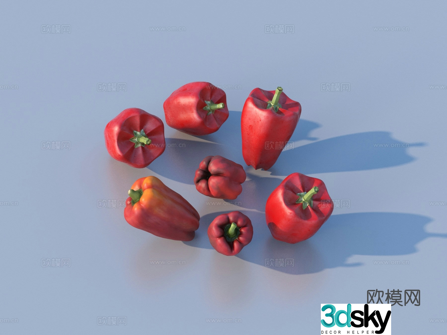 Chili peppers vegetables food 3d model