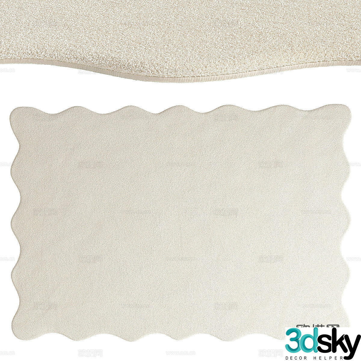 Modern Cream Style Carpet 3d Model