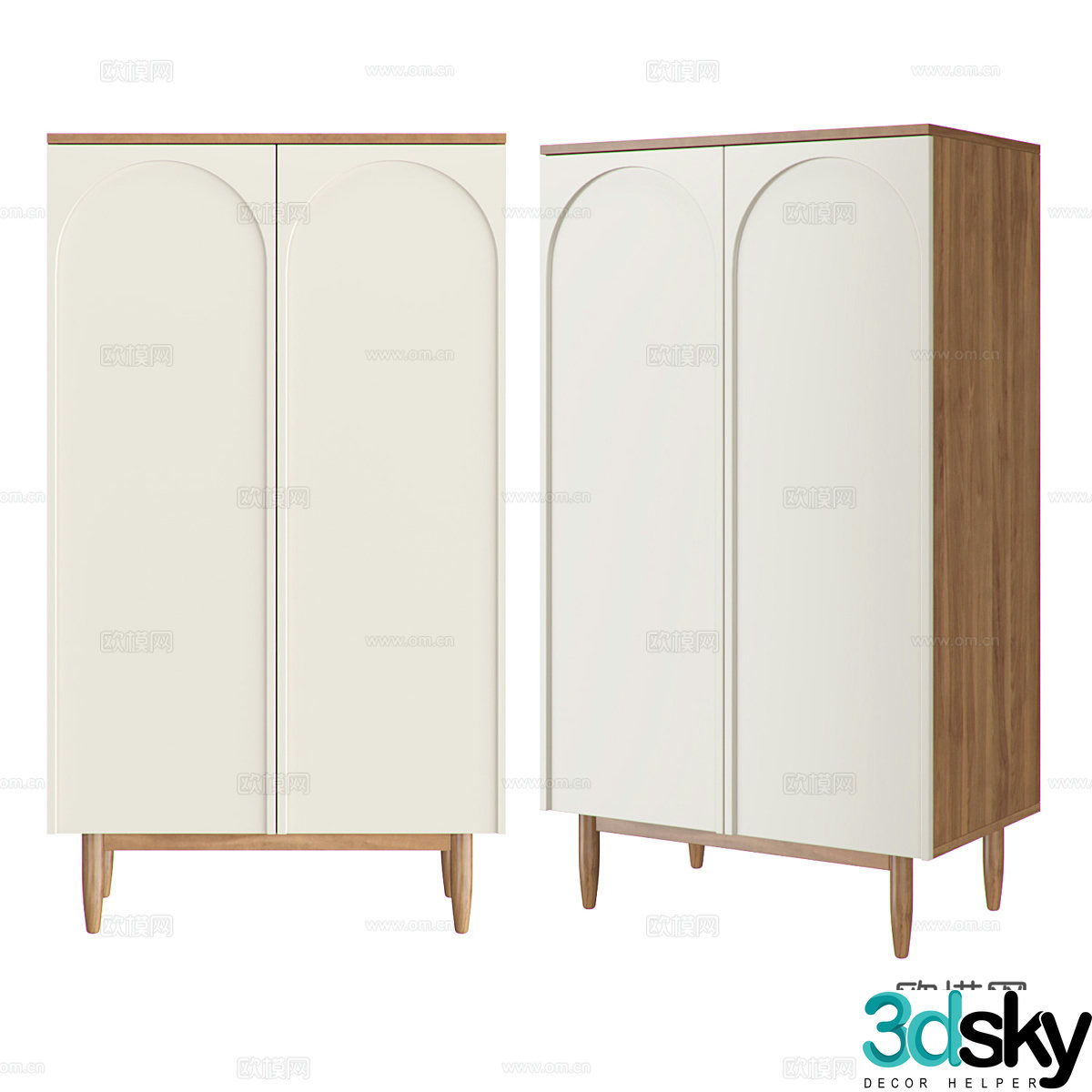 Modern Nordic Cream Side Cabinet 3D Model