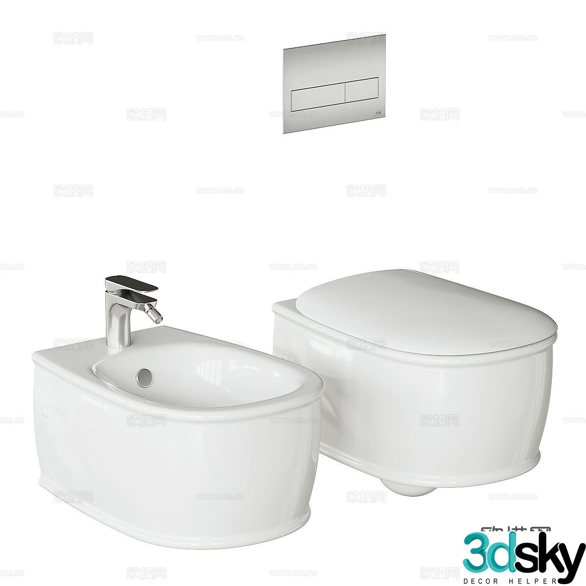 Modern wall-mounted toilet 3d model