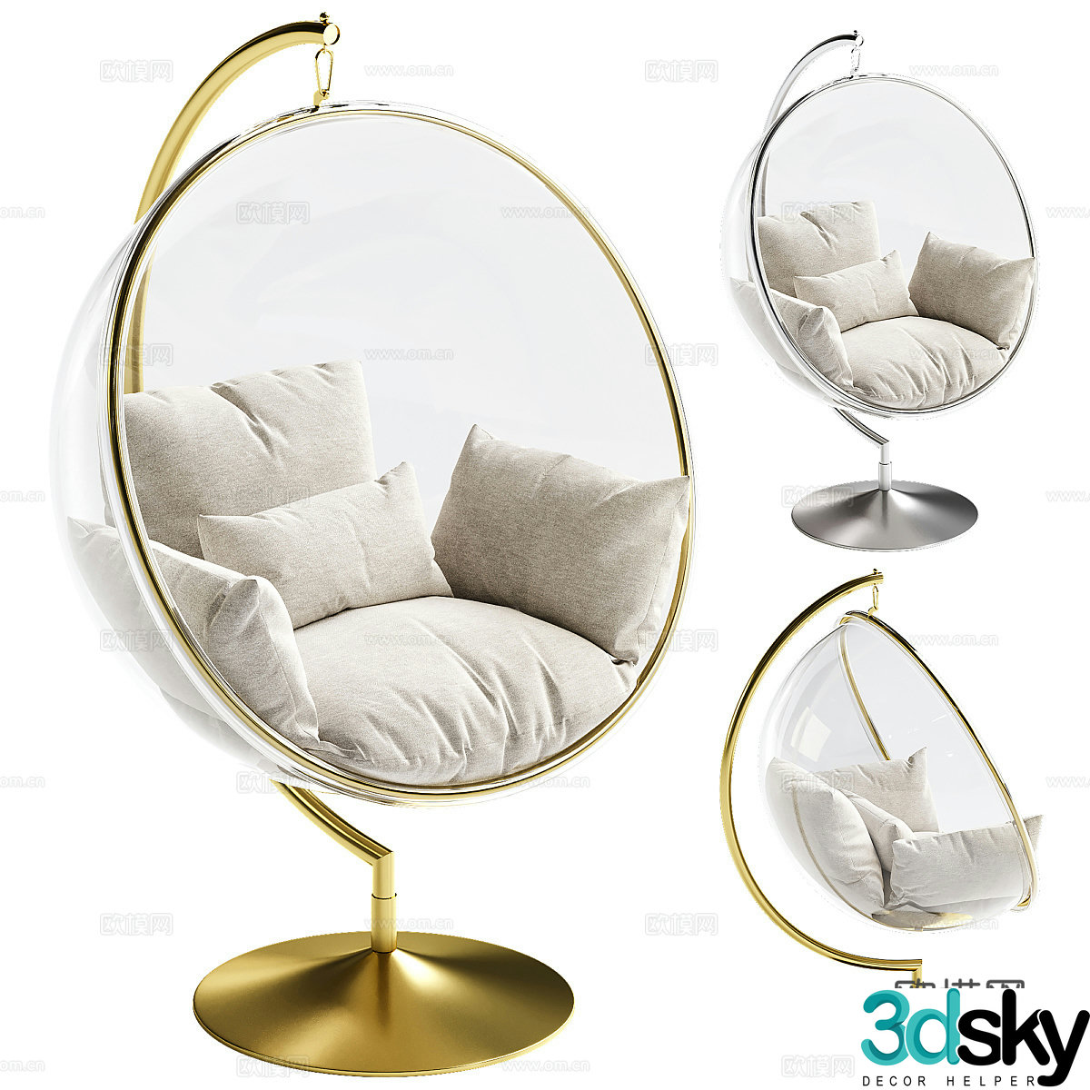 Modern light luxury leisure chair 3d model