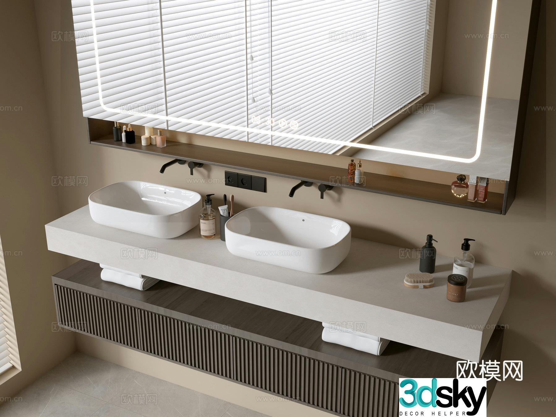 Modern bathroom cabinet bathroom basin bathroom ornaments mirror cabinet sink 3d model