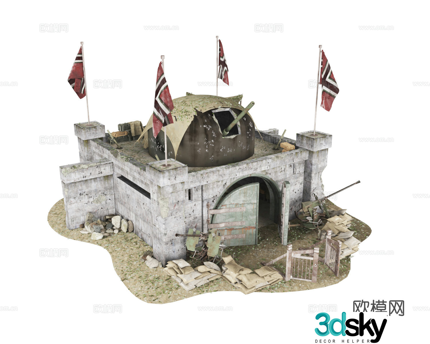 Prevention and control bunker fortress Prevention and control fortress Bunker fortress 3d model