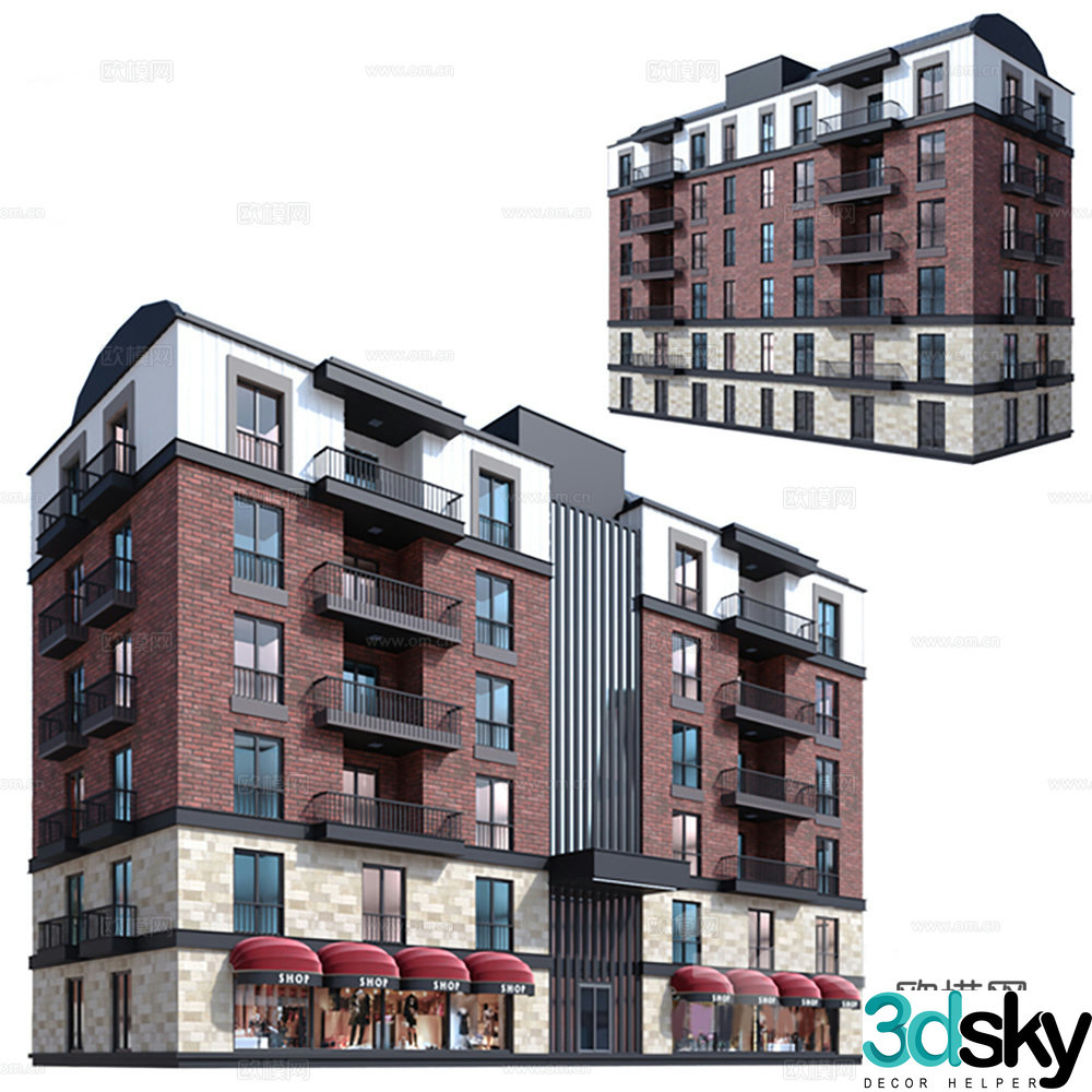 Building exterior Residential building 3d model