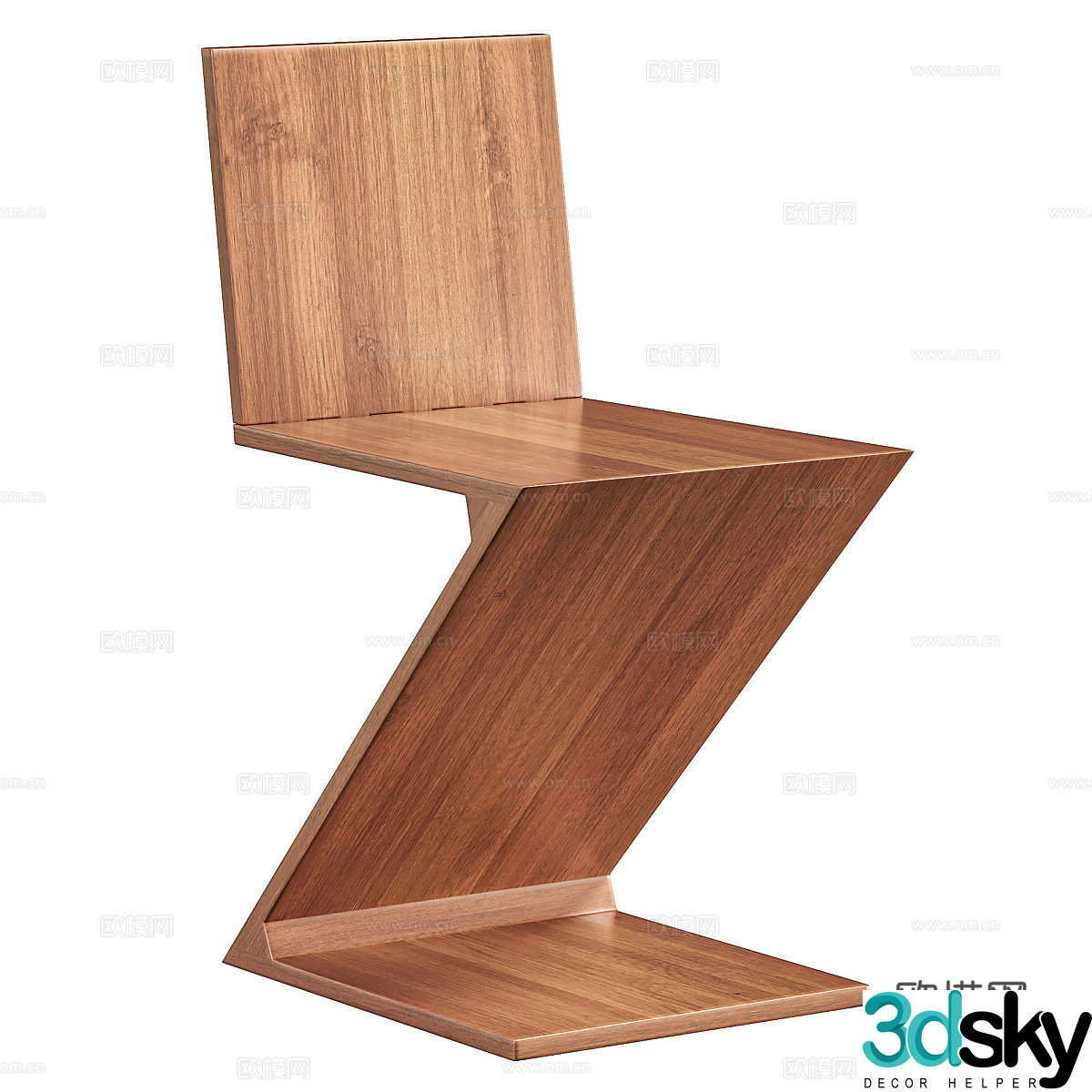 Modern wooden dining chair 3d model