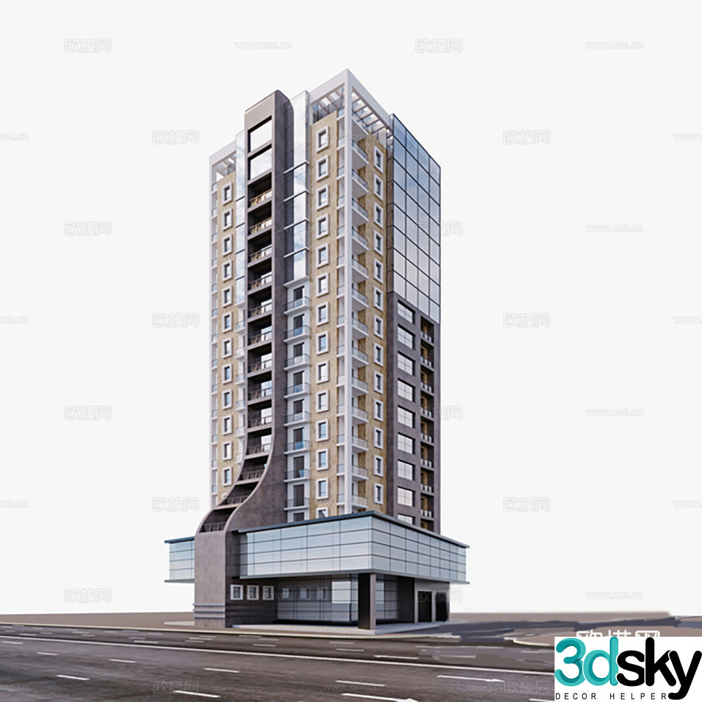 High-rise buildings high-rise residential buildings 3D model of exterior