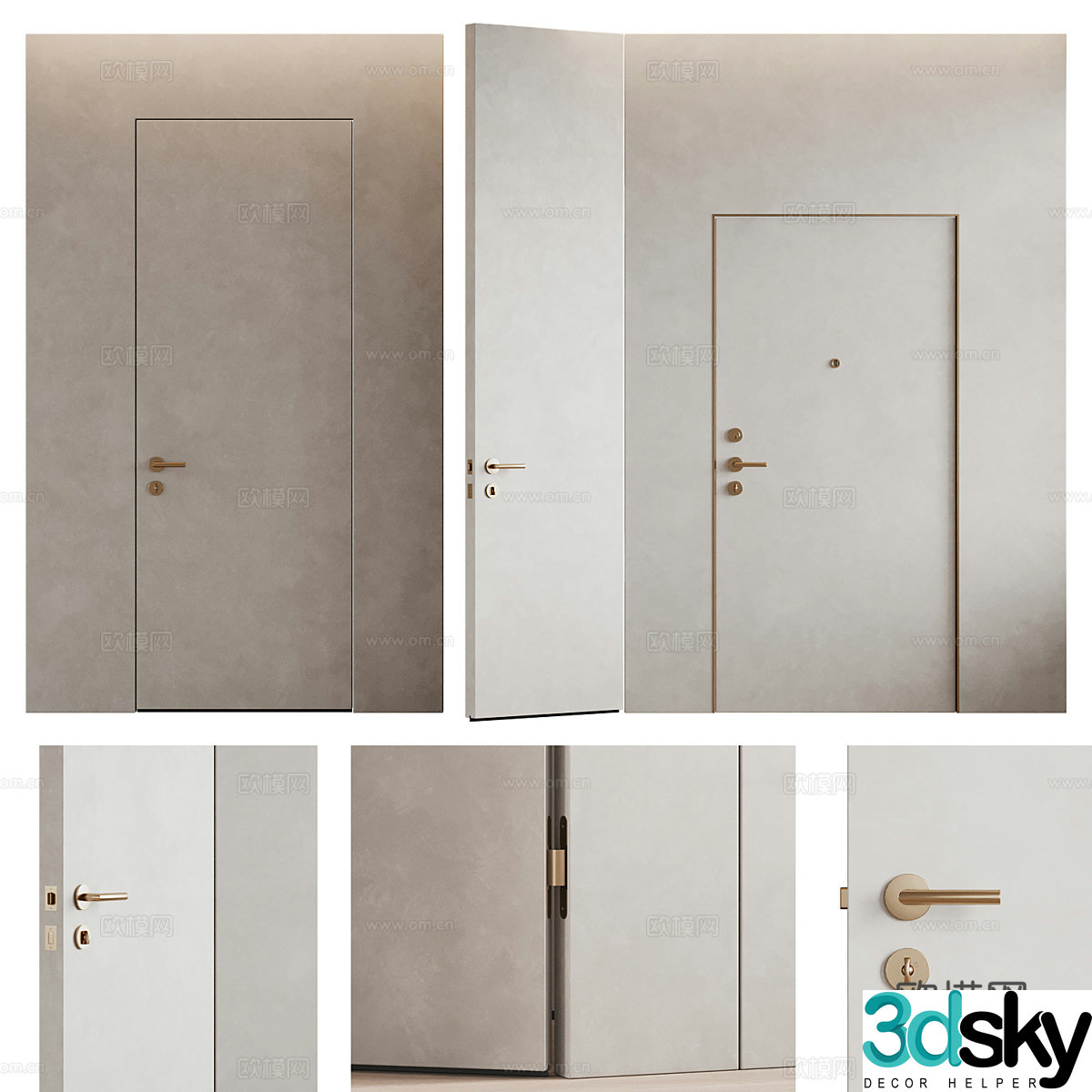 Modern Italian minimalist borderless door invisible door 3D model