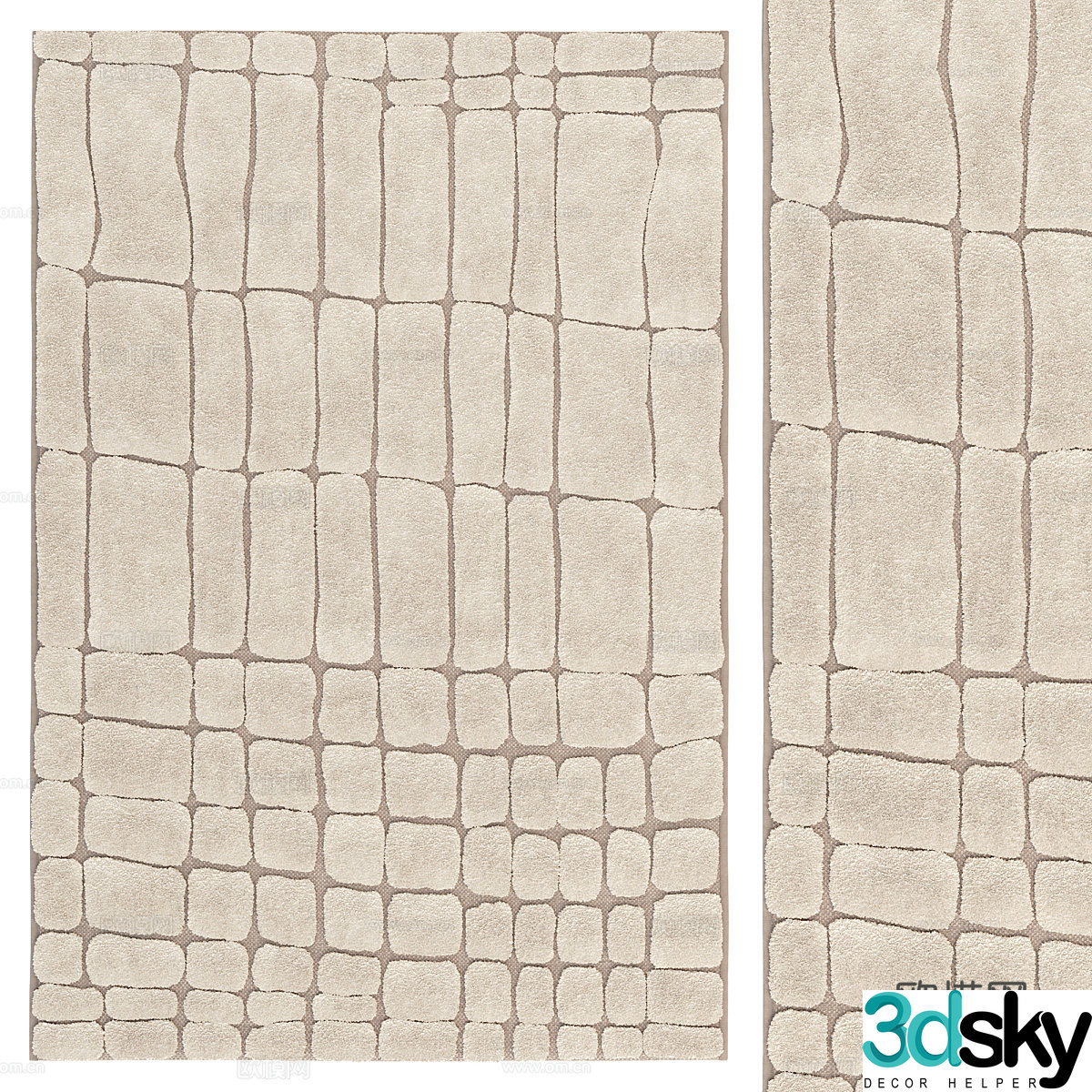 New Chinese Plush Carpet 3D Model