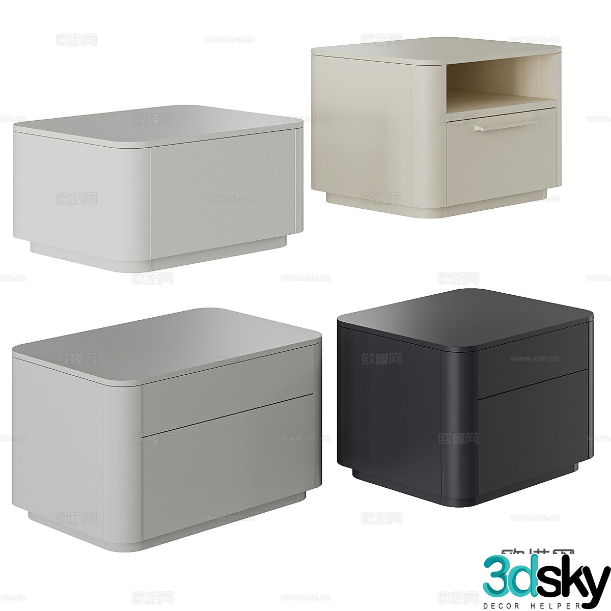 Modern Italian minimalist bedside table 3D model