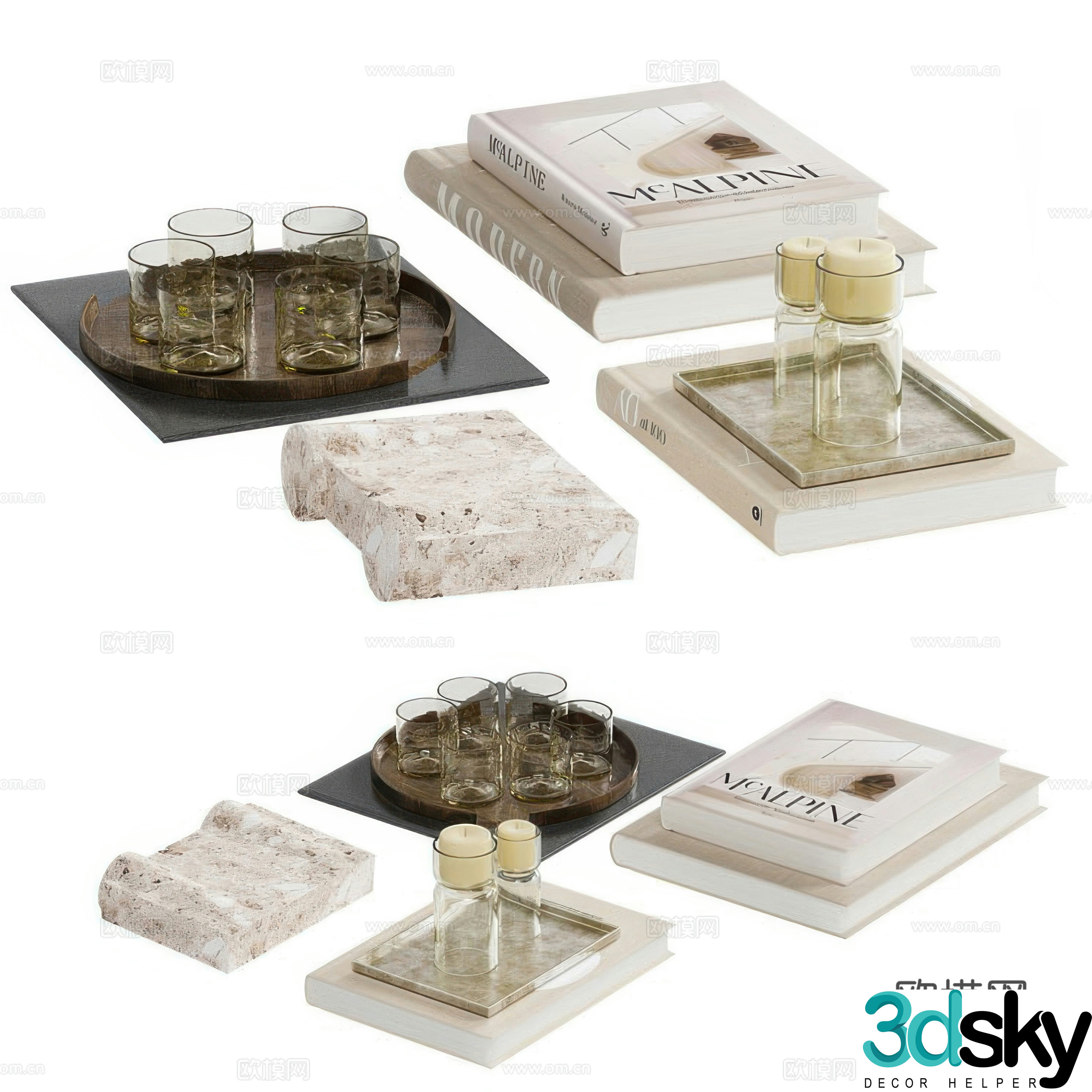 Modern book ornaments 3d model