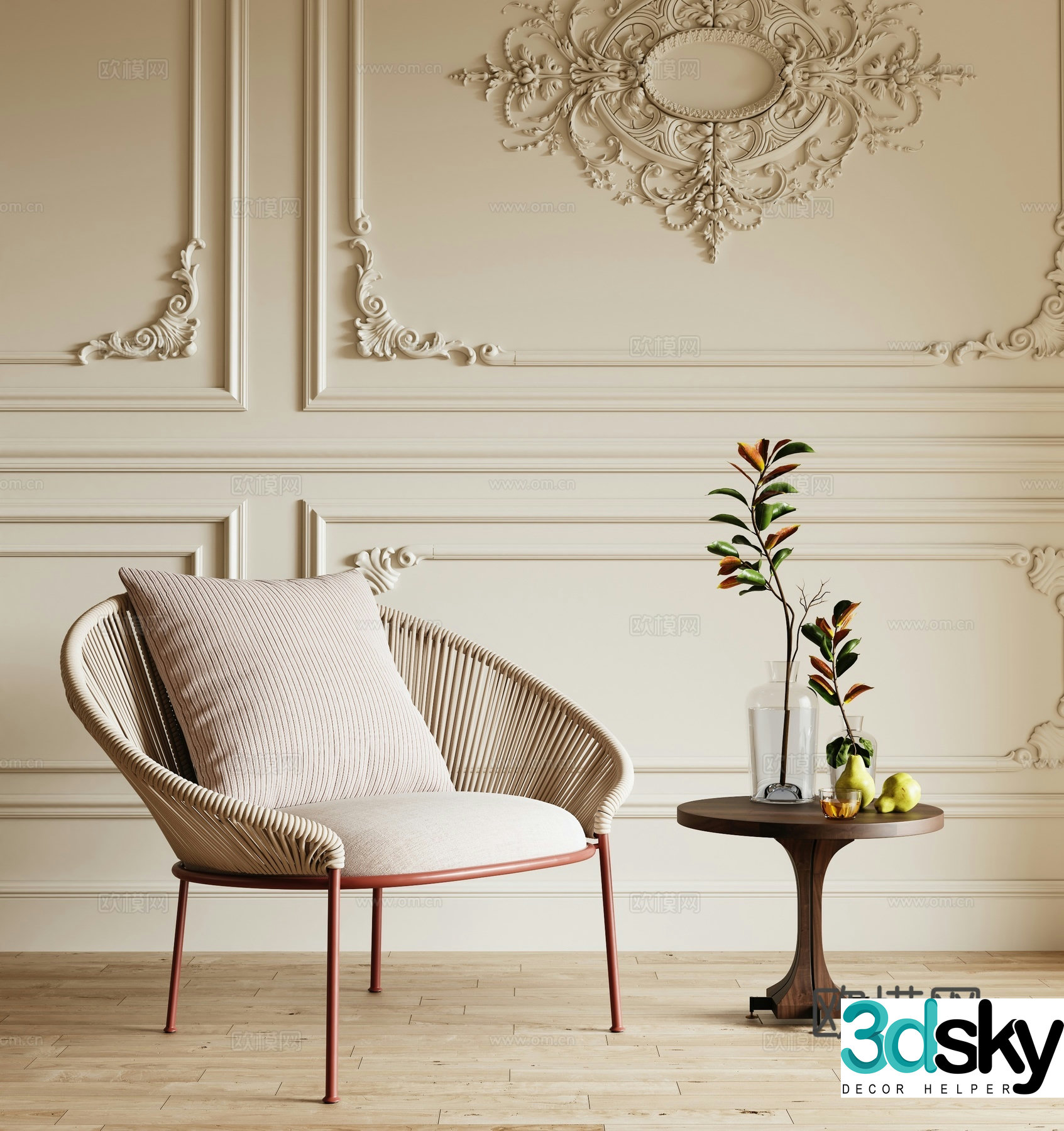 French casual chair 3d model