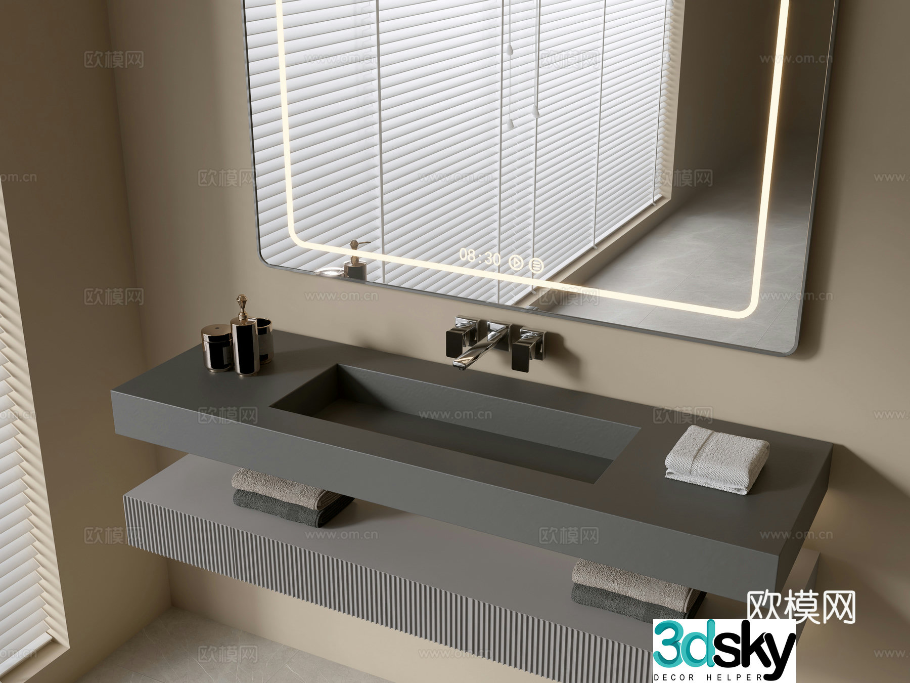 Modern bathroom cabinet bathroom basin bathroom ornaments mirror cabinet sink 3d model
