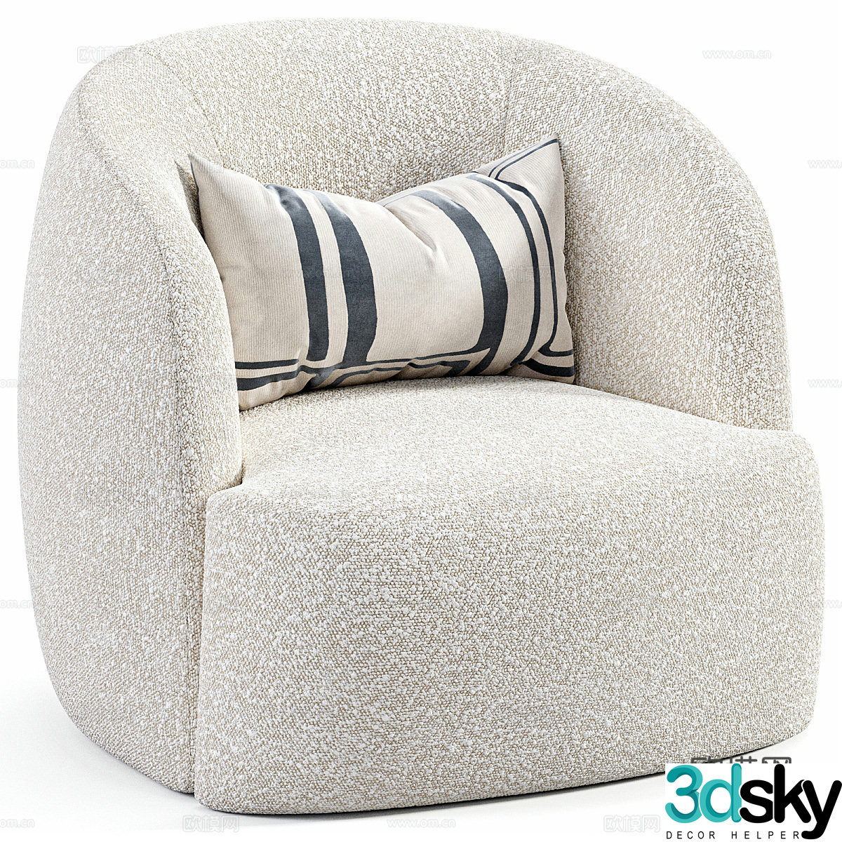 Modern cream style casual sofa 3d model