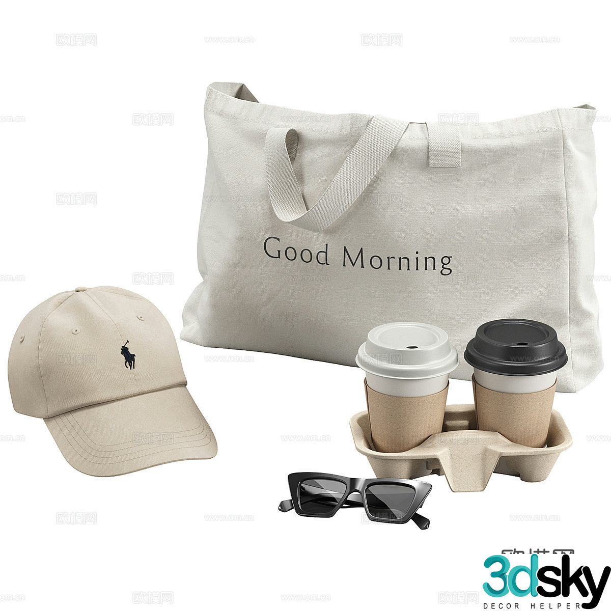 Tote bag paper cup 3d model