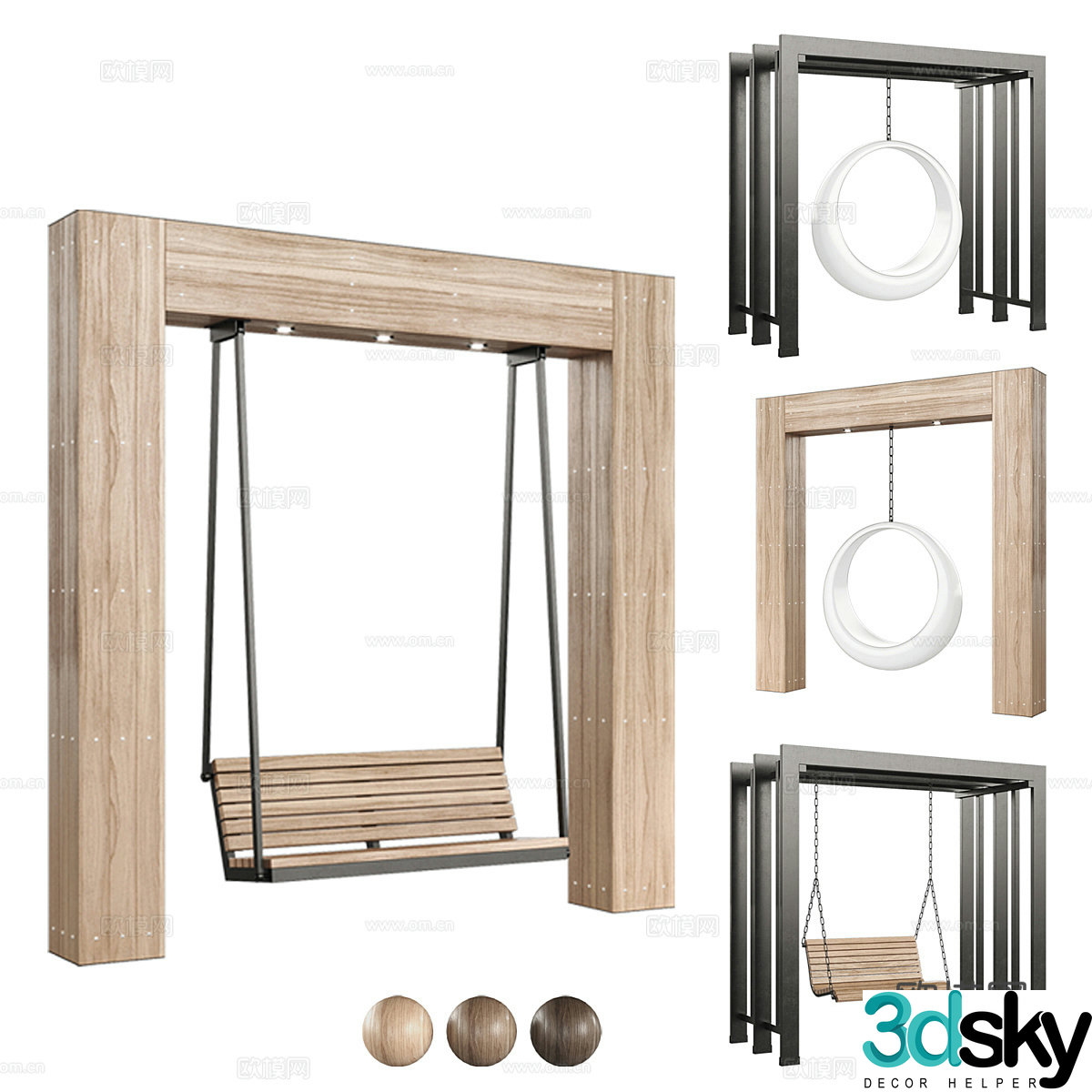 New Chinese style outdoor swing chair 3D model