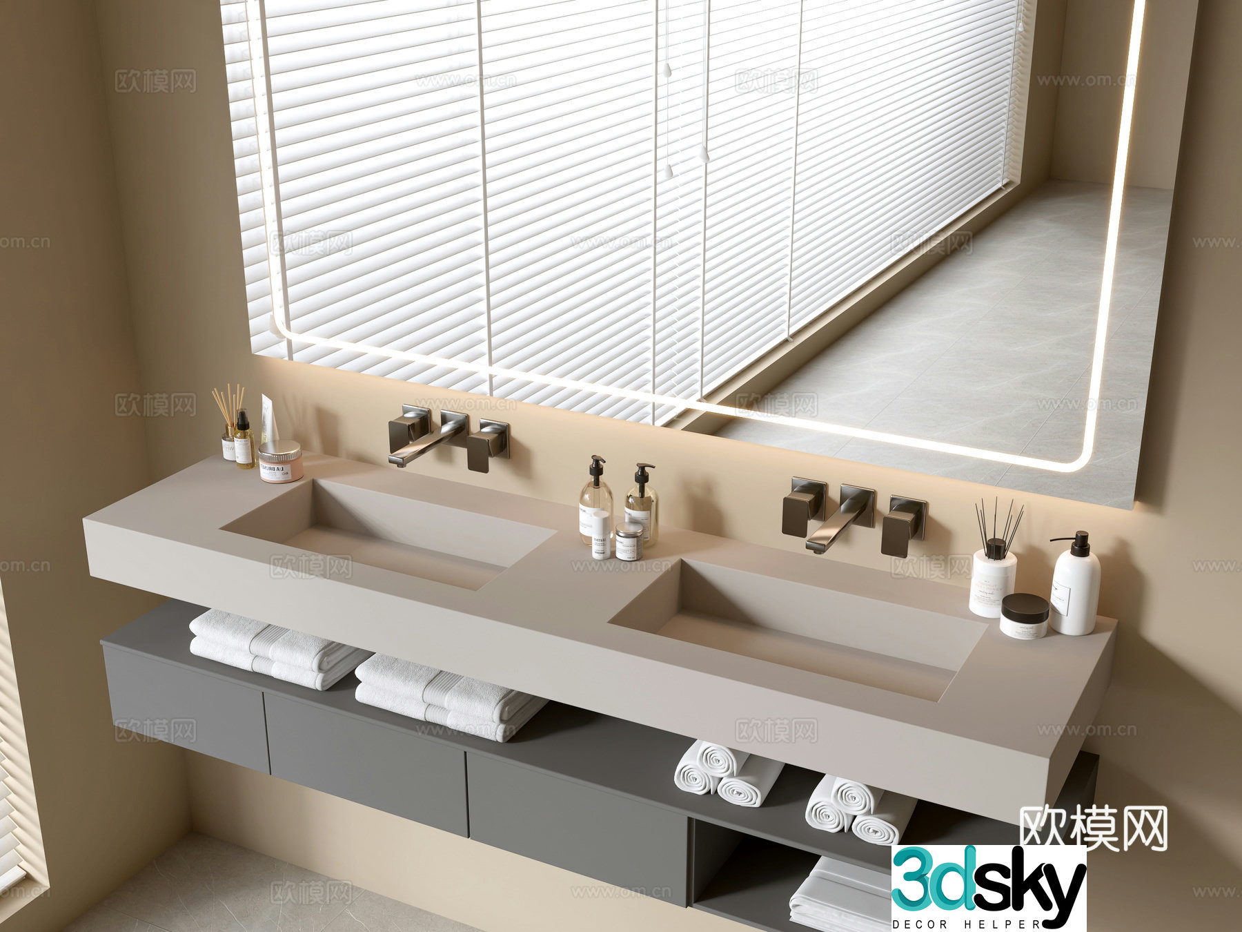 Modern bathroom cabinet bathroom basin bathroom ornaments mirror cabinet sink 3d model