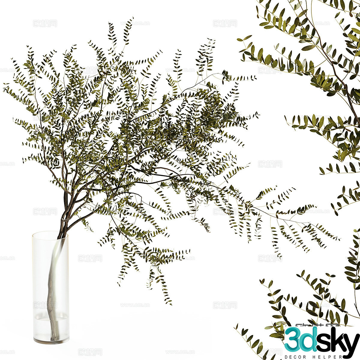New Chinese style glass vase flower art 3D model