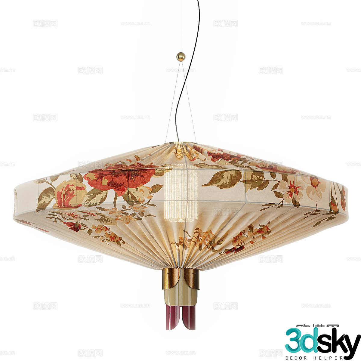New Chinese style lantern decorative chandelier 3d model