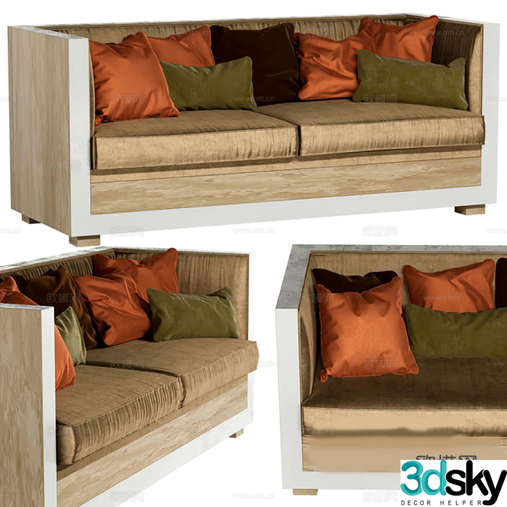 Sofa Two-person sofa Solid wood sofa 3d model
