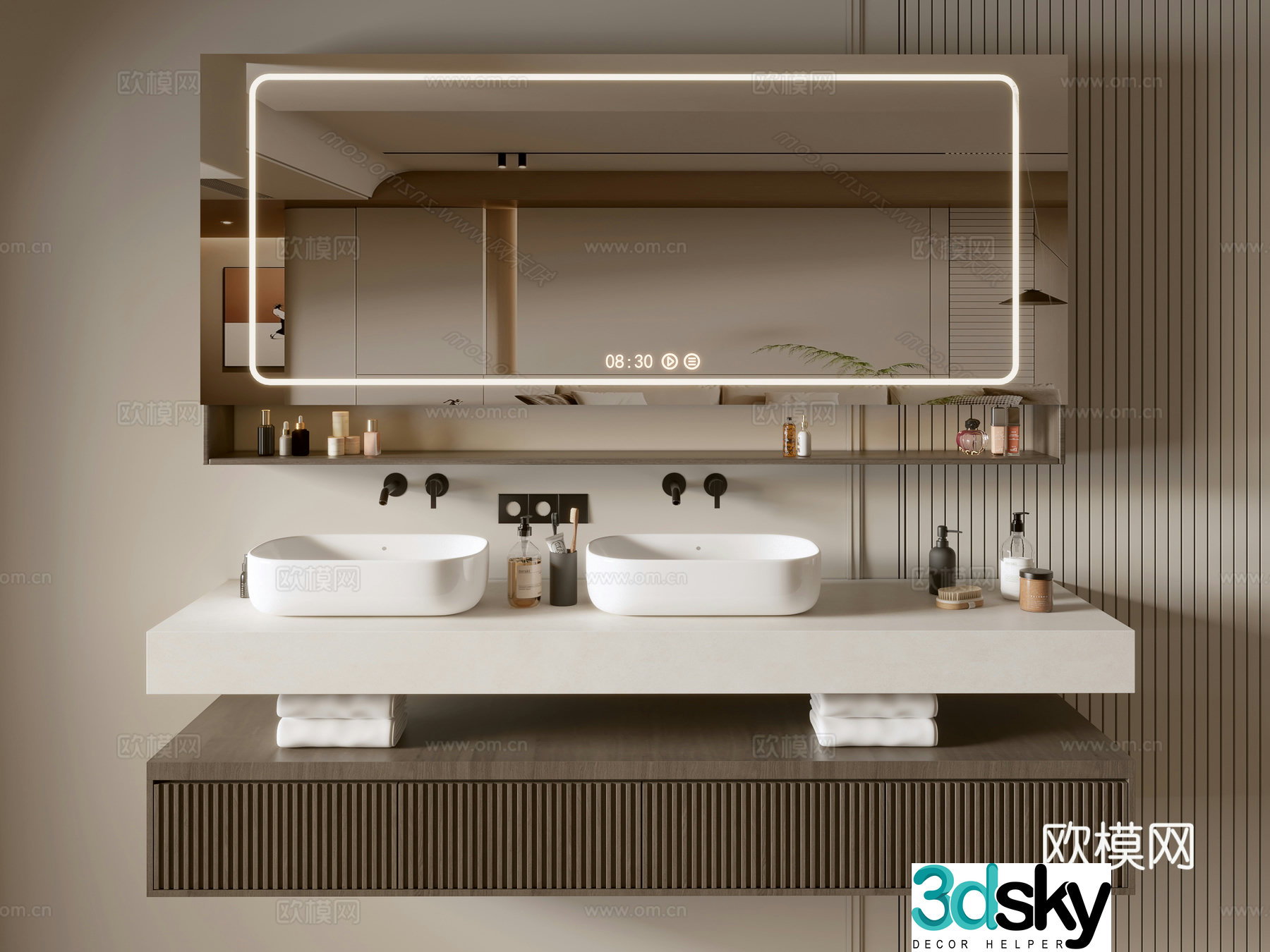 Modern bathroom cabinet bathroom basin bathroom ornaments mirror cabinet sink 3d model